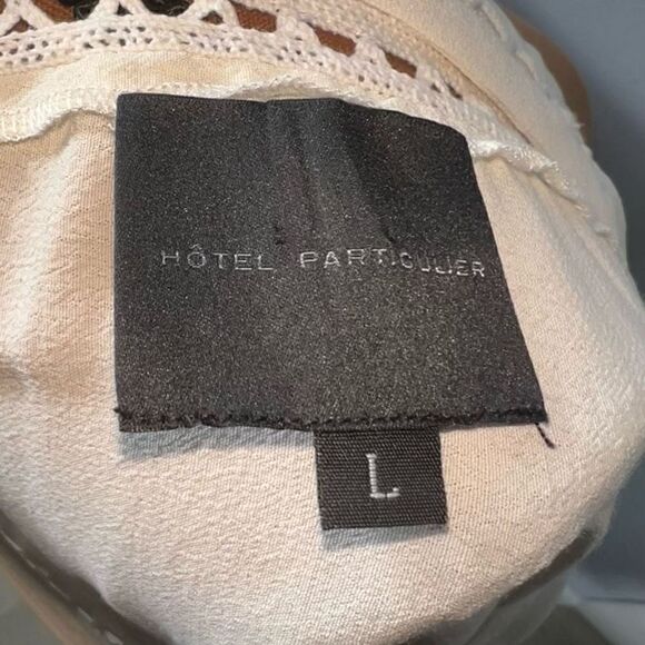 Hotel Particulier White Ivory Lattice Trimmed Long Sleeve Blouse, Women’s Large - Picture 5 of 14